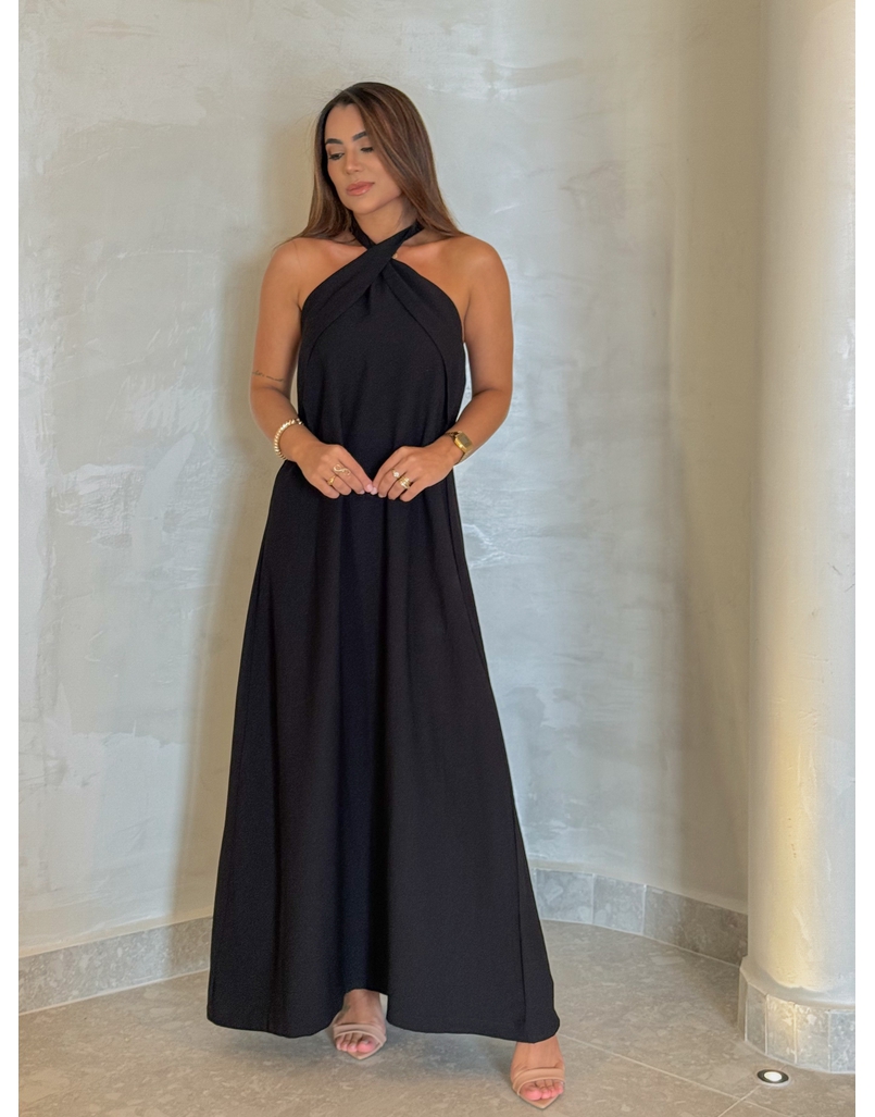 Vestido Midi Frente Única Melina Preto