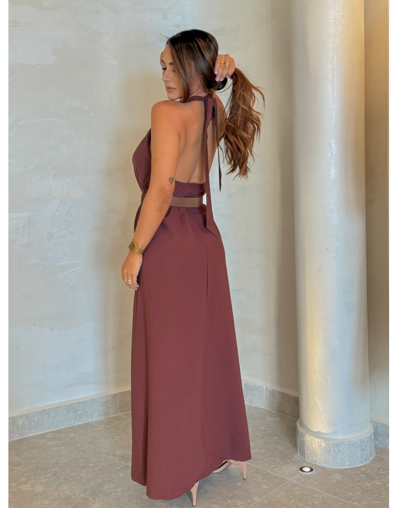 Vestido Midi Frente Única Melina Café