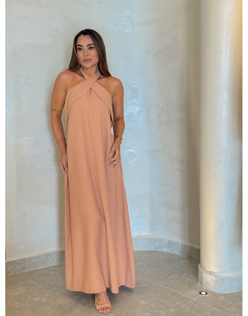 Vestido Midi Frente Única Melina Cappuccino