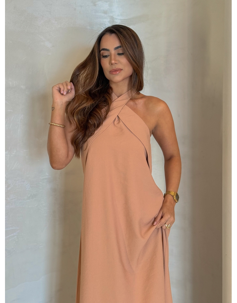 Vestido Midi Frente Única Melina Cappuccino