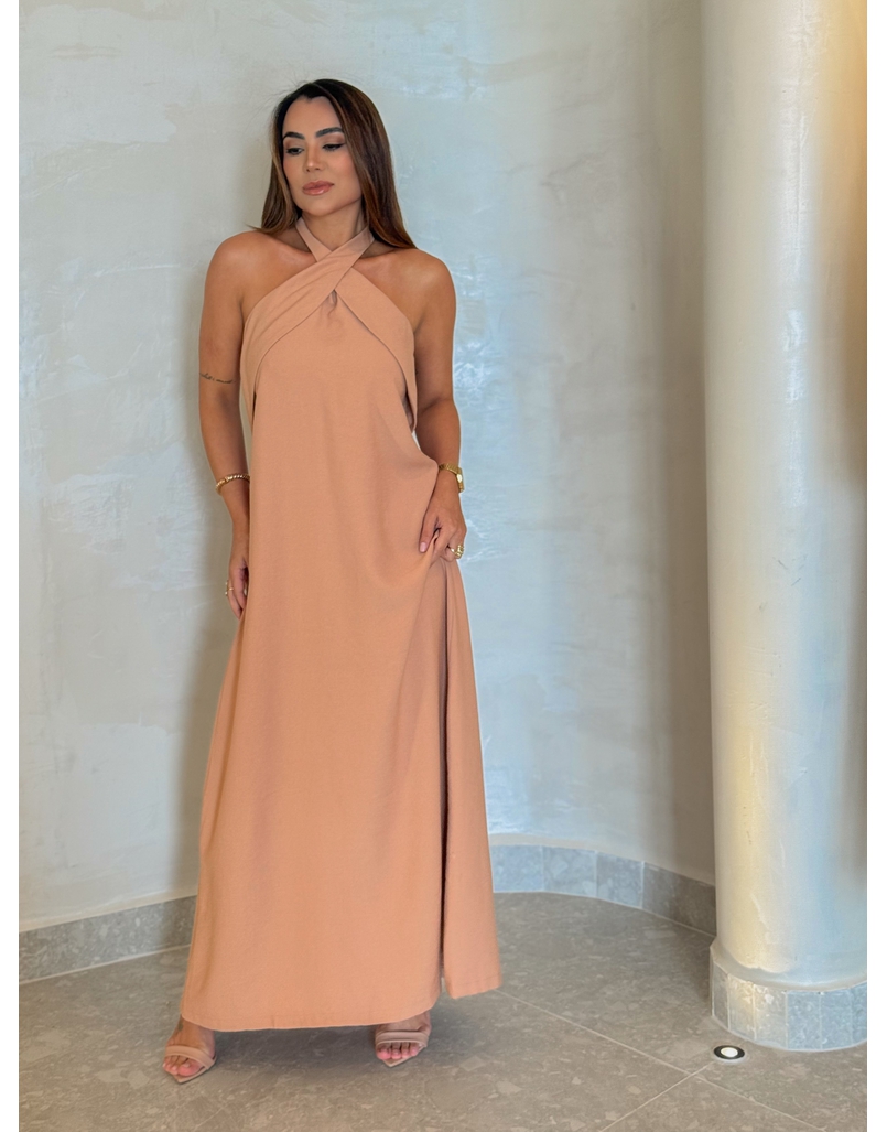 Vestido Midi Frente Única Melina Cappuccino