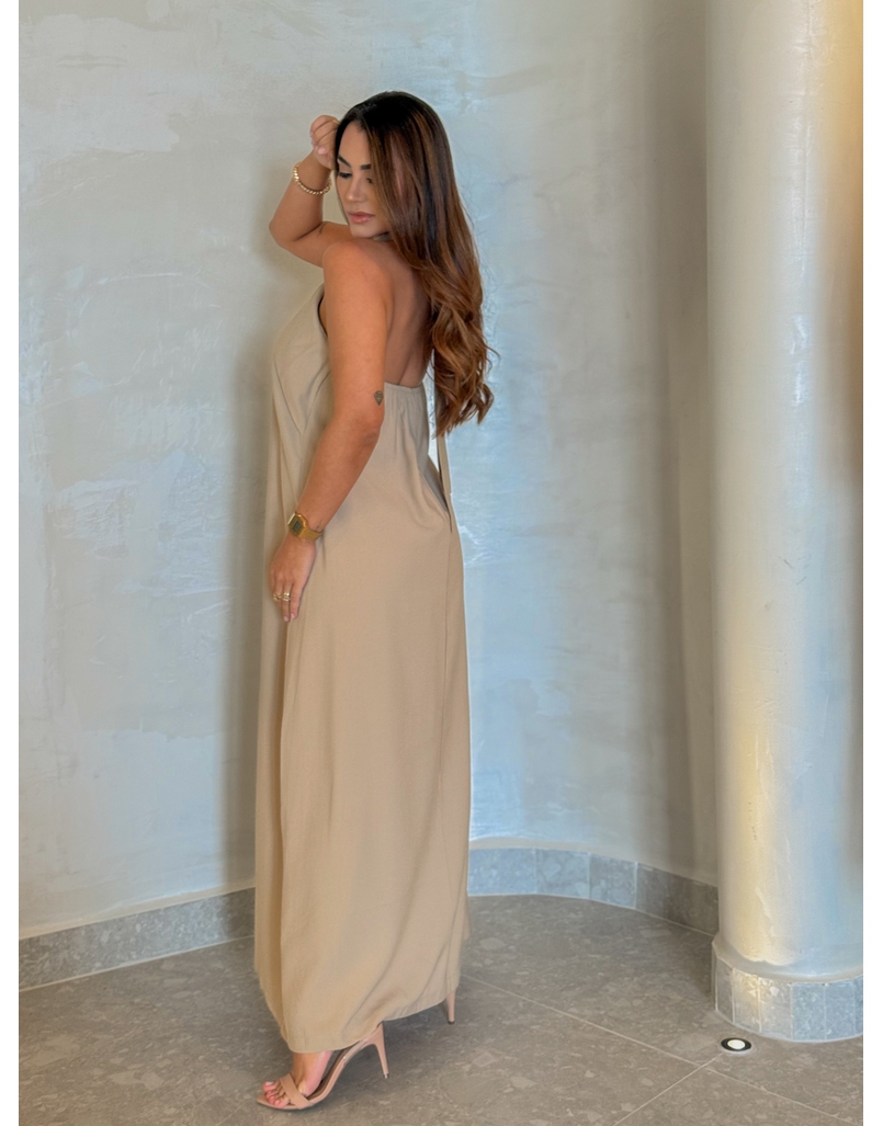 Vestido Midi Frente Única Melina Areia