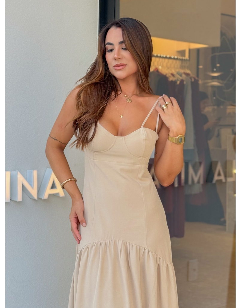 Vestido Midi Mavie Areia