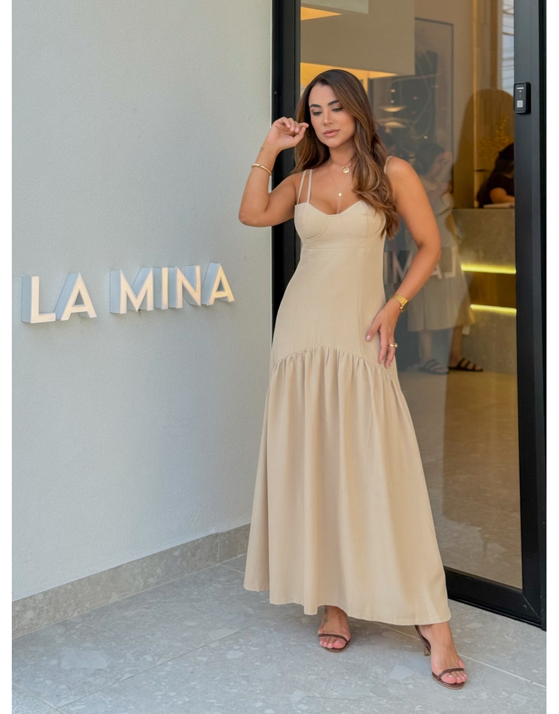 Vestido Midi Mavie Areia