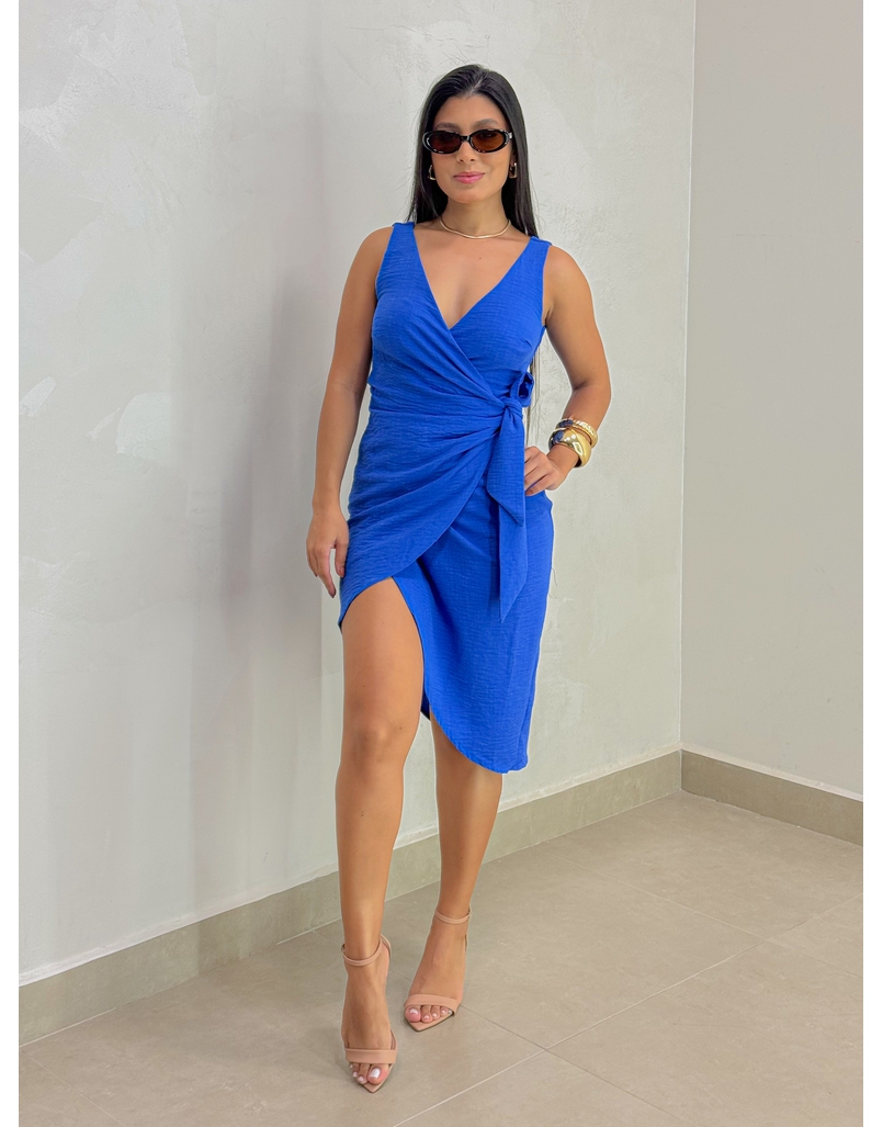 Vestido Transpassado Valentina Azul