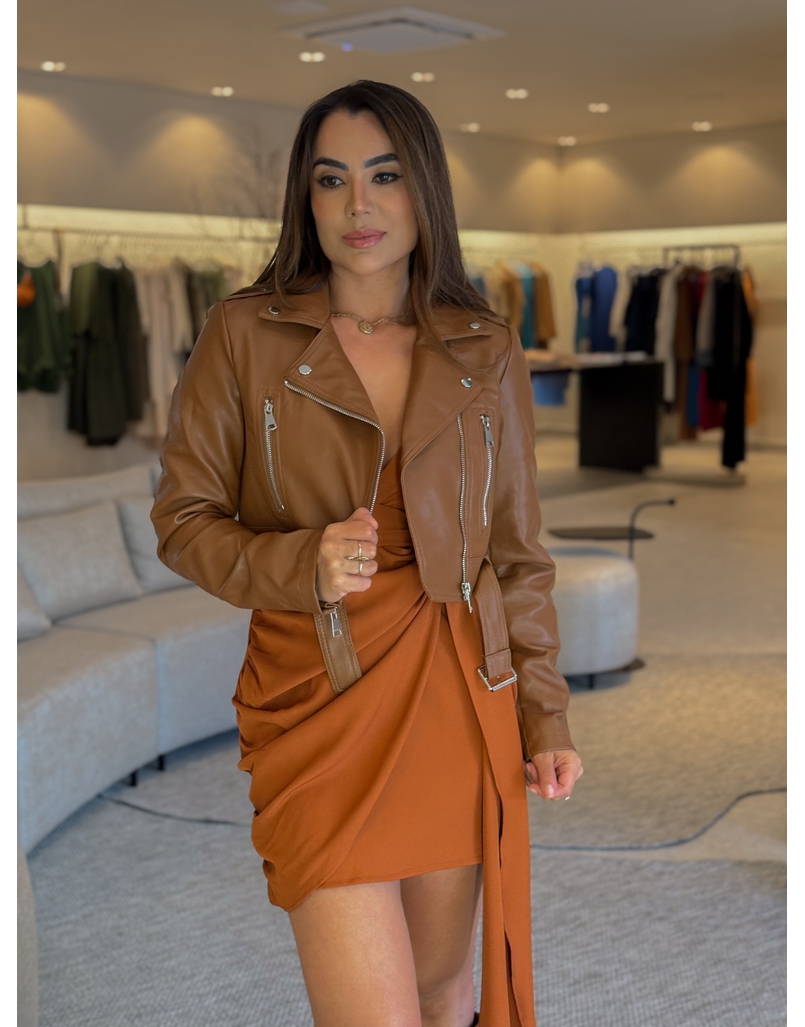 Jaqueta Couro Fake Londres Café