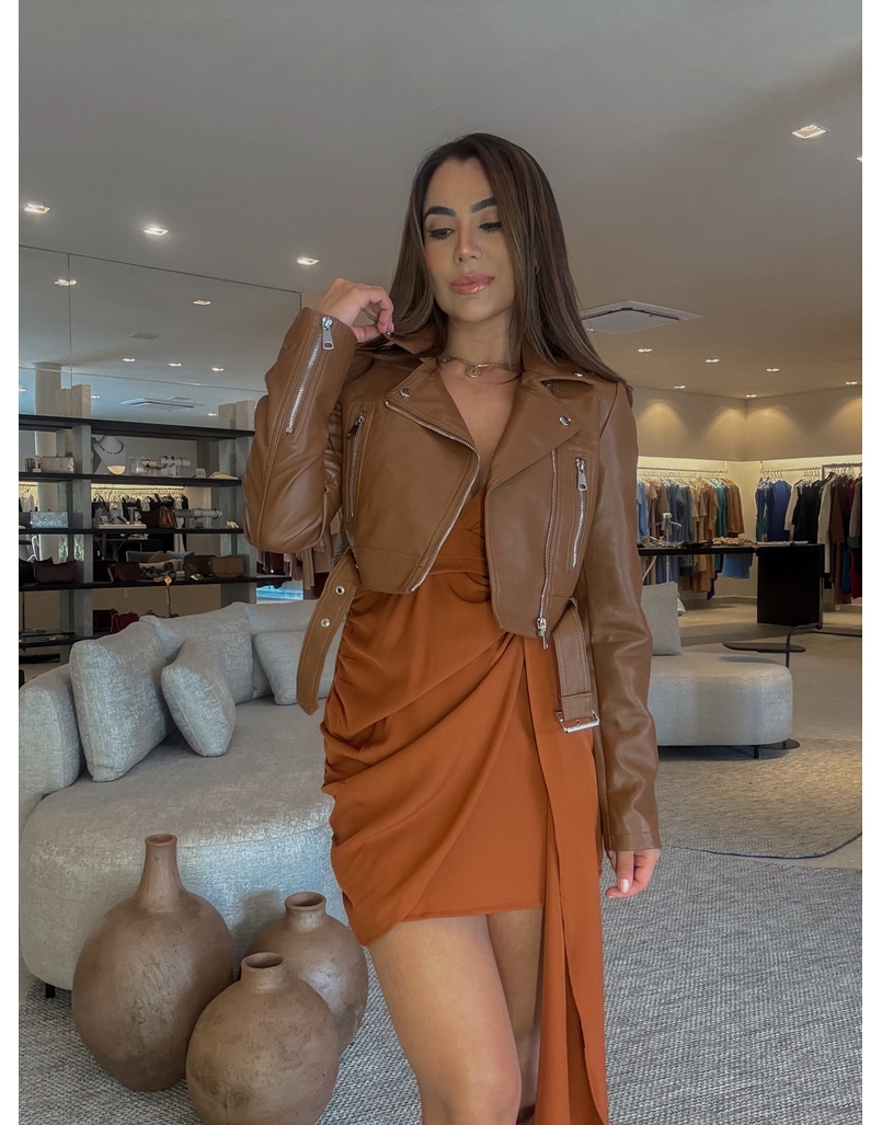 Jaqueta Couro Fake Londres Café