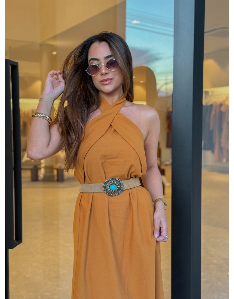 Cinto Pedra Turquesa Camelo 