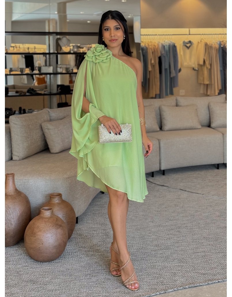Vestido Ombro Só Flor Verde