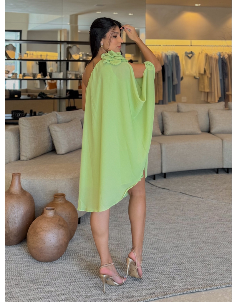 Vestido Ombro Só Flor Verde