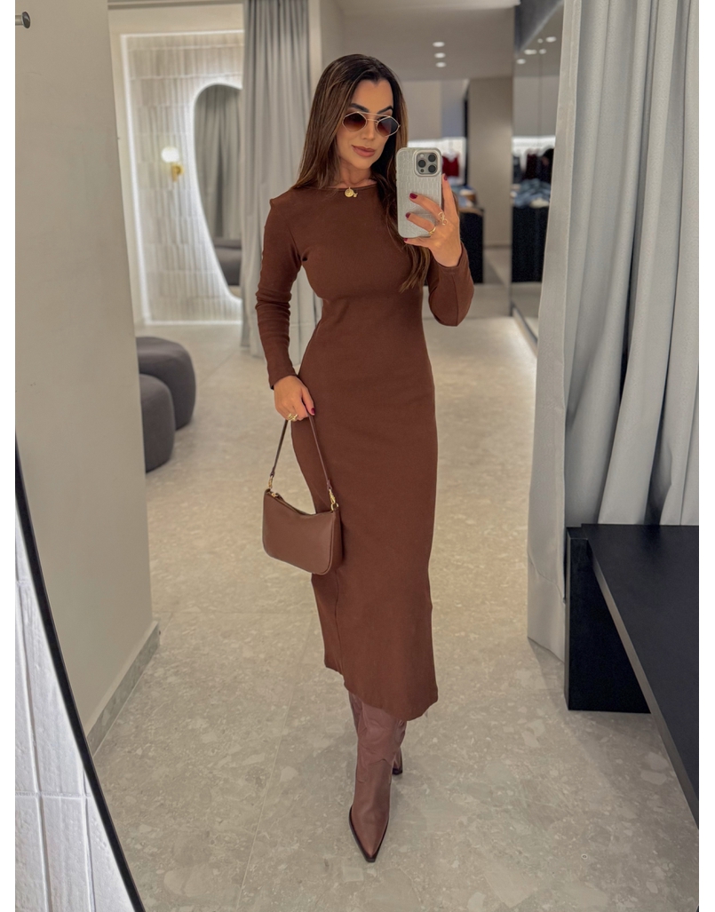 Vestido Canelado Lorena Café 