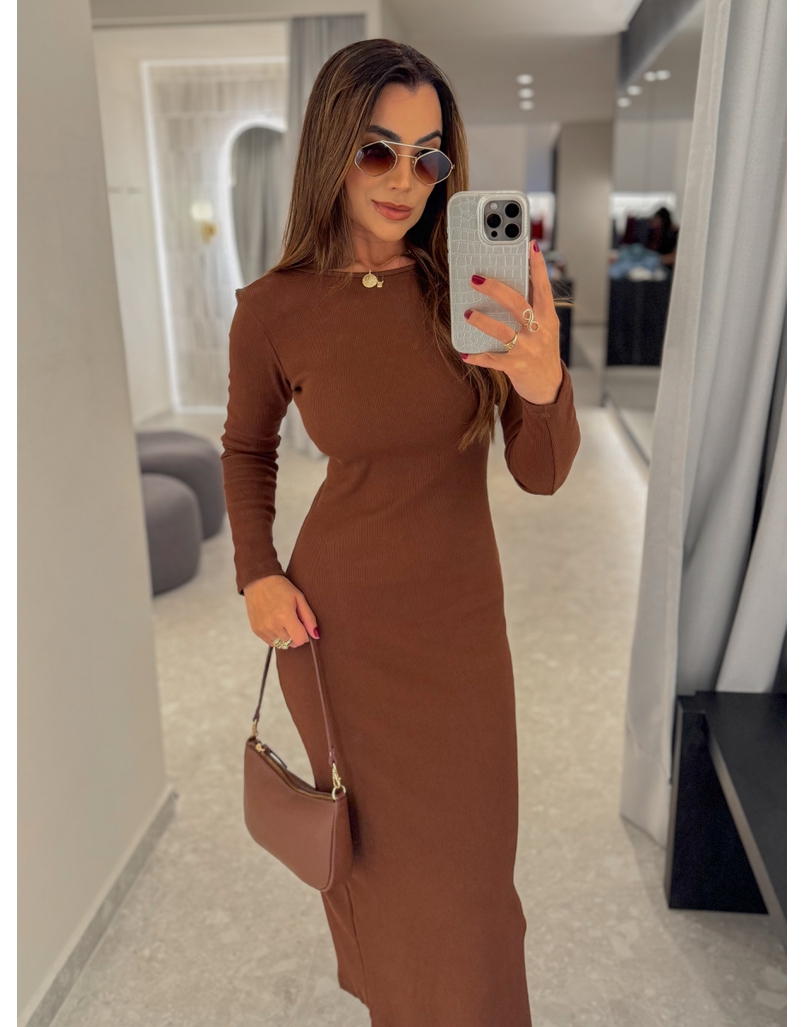 Vestido Canelado Lorena Café 