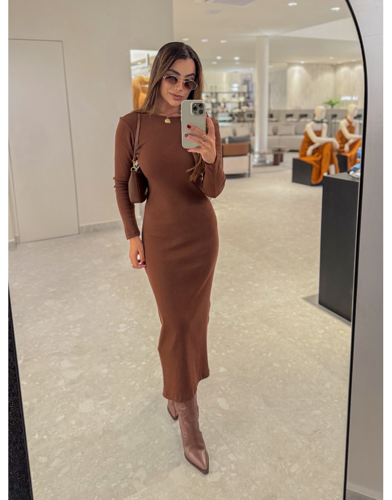 Vestido Canelado Lorena Café 