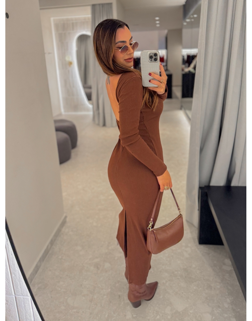 Vestido Canelado Lorena Café 