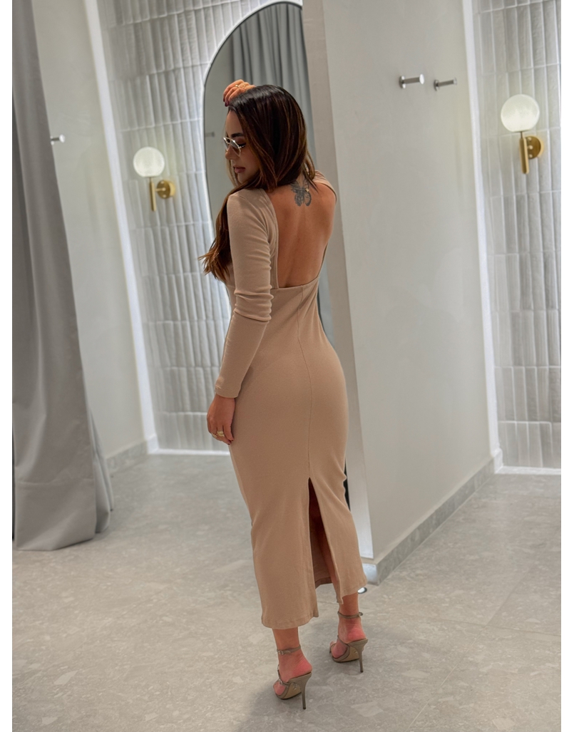 Vestido Canelado Lorena Areia