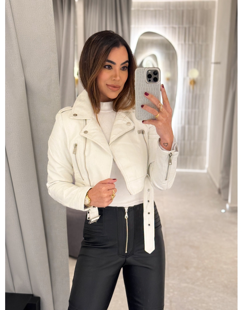 Jaqueta Couro Fake Londres Branco