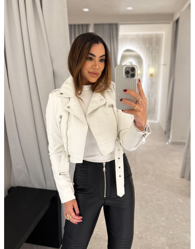 Jaqueta Couro Fake Londres Branco