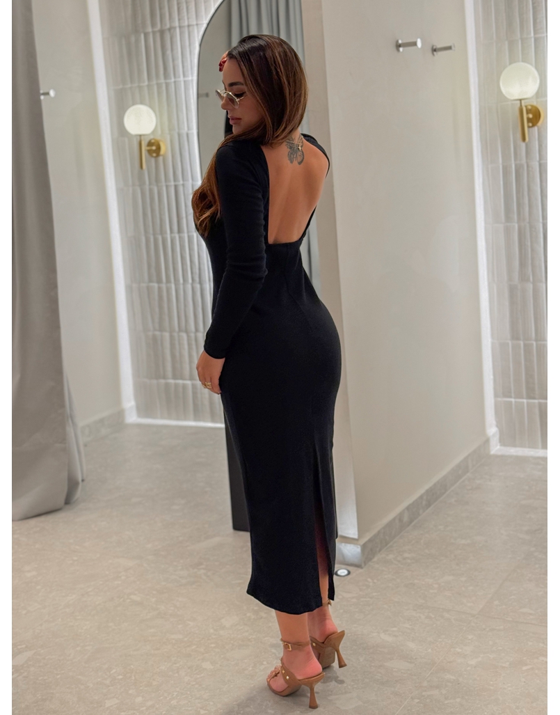 Vestido Canelado Lorena Preto 