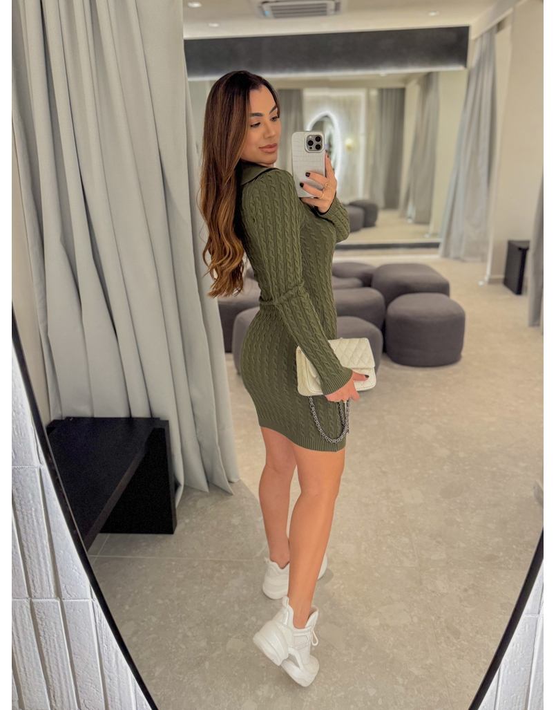 Vestido Tricot Trançado Verde