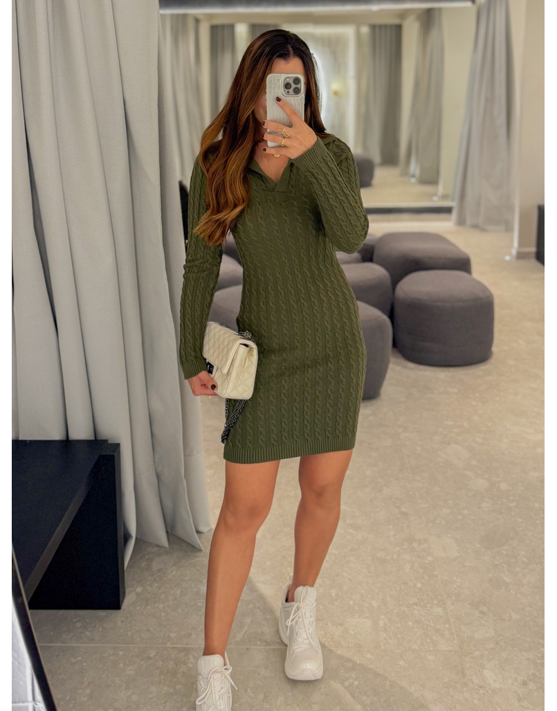 Vestido Tricot Trançado Verde