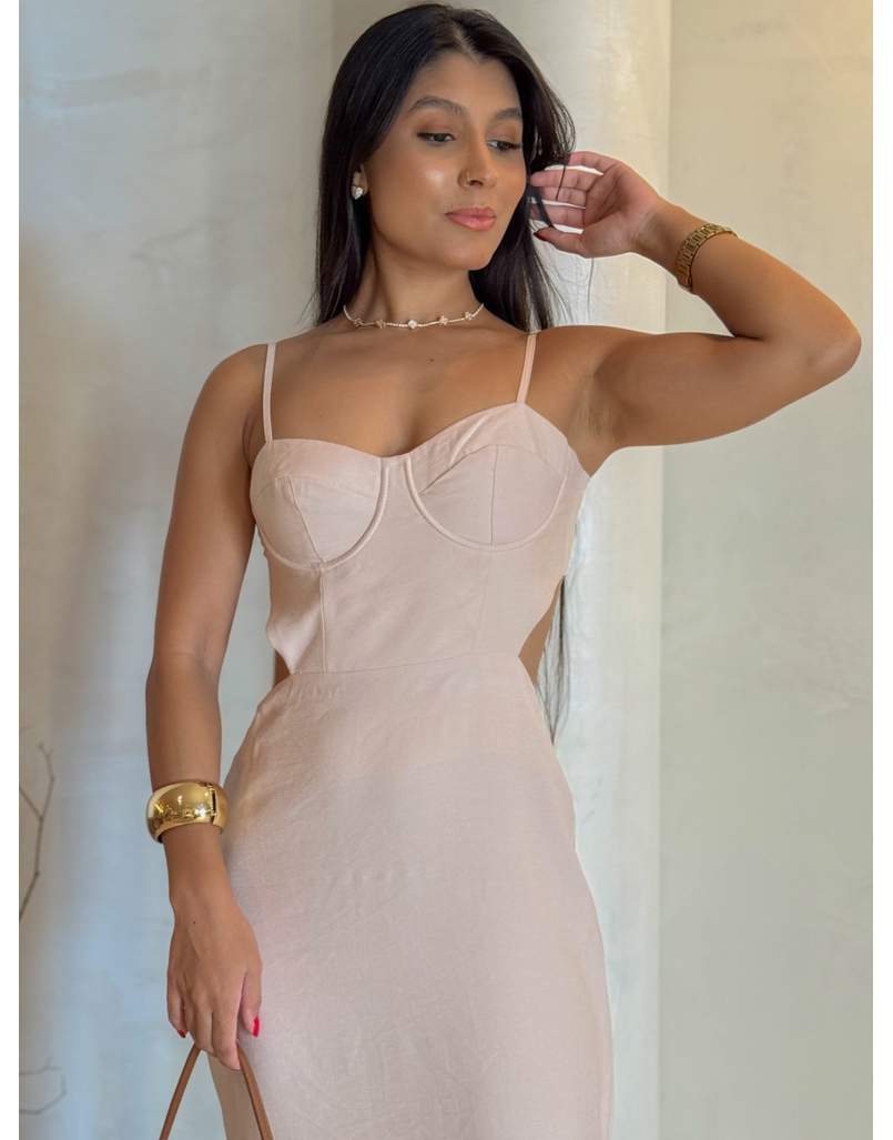 Vestido Meia Taça Emmy Rosa Chá 