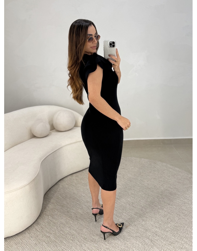Vestido Manguinha Tricot Preto