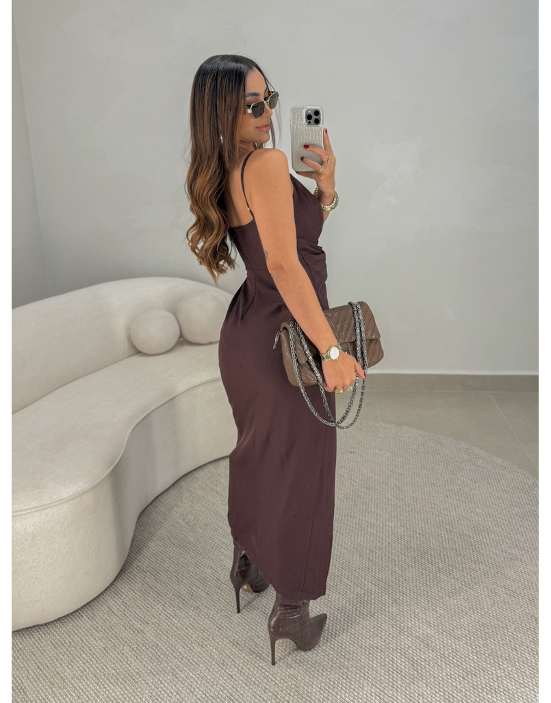Vestido Midi Caroline Café