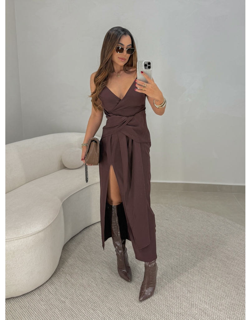 Vestido Midi Caroline Café