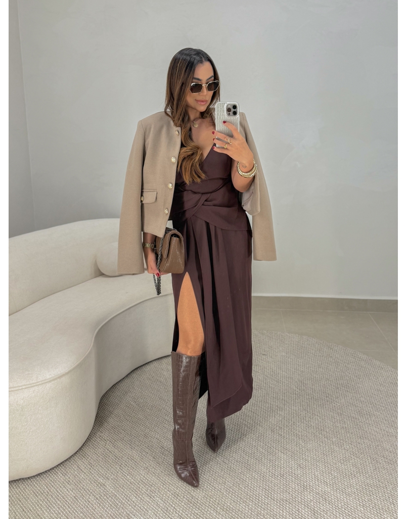 Vestido Midi Caroline Café