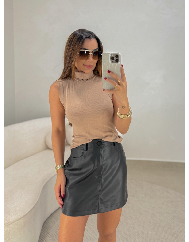 Blusa Regata Gola Alta Cappuccino