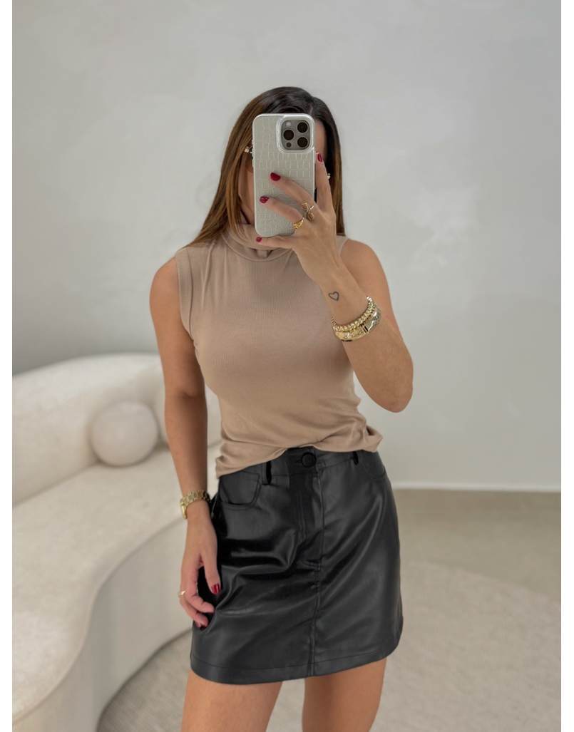 Blusa Regata Gola Alta Cappuccino