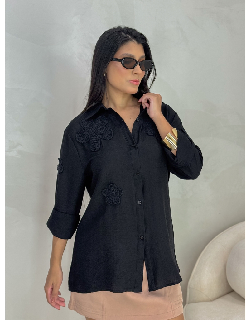 Camisa Bordada Paris Preto