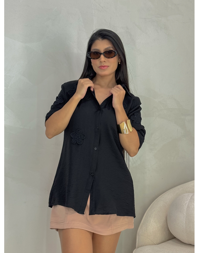 Camisa Bordada Paris Preto
