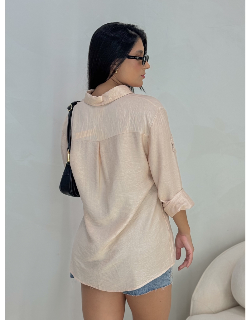 Camisa Bordada Paris Areia 