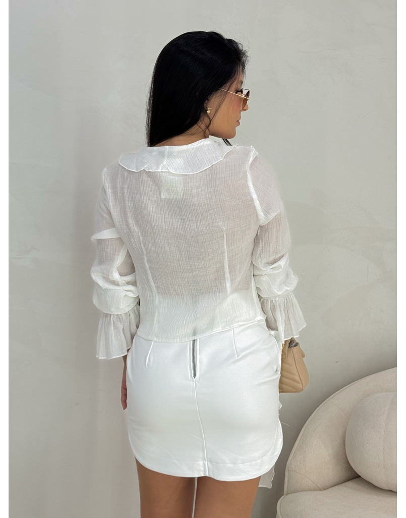 Blusa Boho Chiffon Branca
