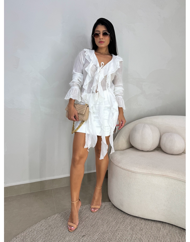 Blusa Boho Chiffon Branca