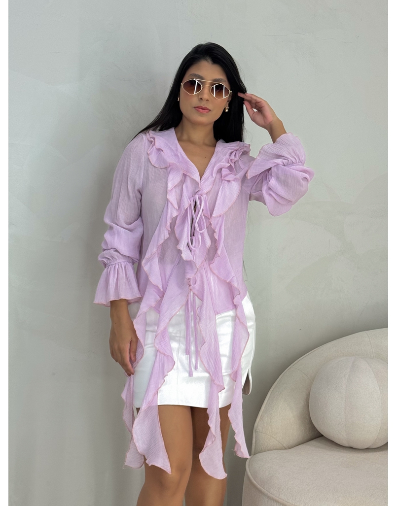 Blusa Boho Chiffon Rosa
