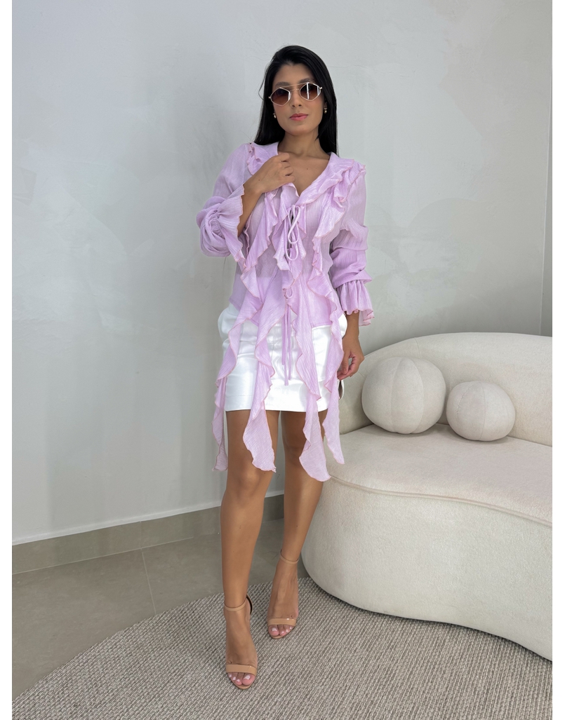 Blusa Boho Chiffon Rosa