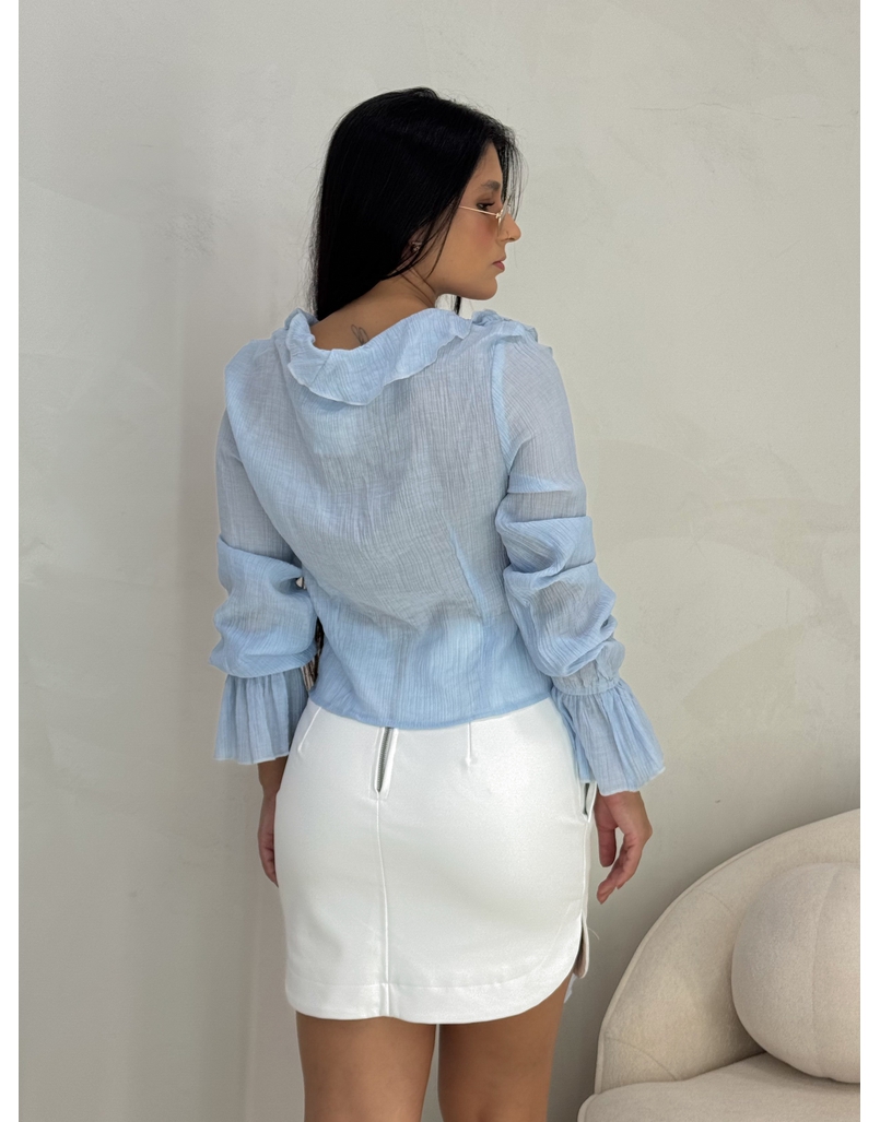 Blusa Boho Chiffon Azul