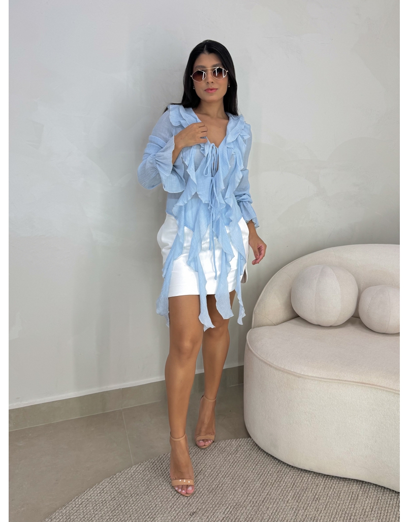 Blusa Boho Chiffon Azul