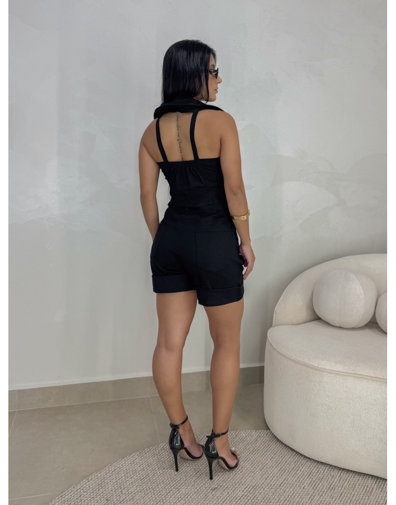 Conjunto Short Sarja Zurique Preto