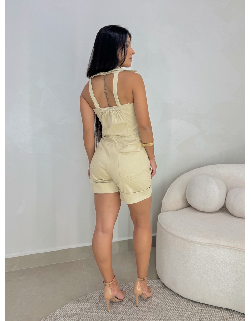 Conjunto Short Sarja Zurique Areia 