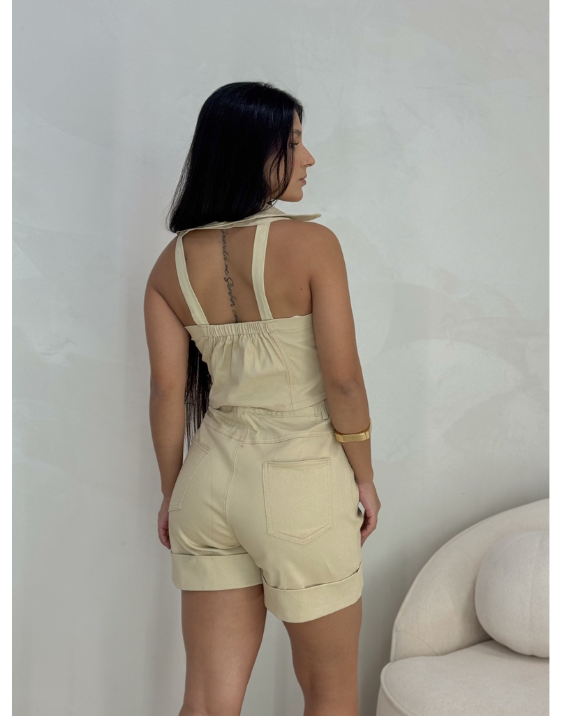 Conjunto Short Sarja Zurique Areia 