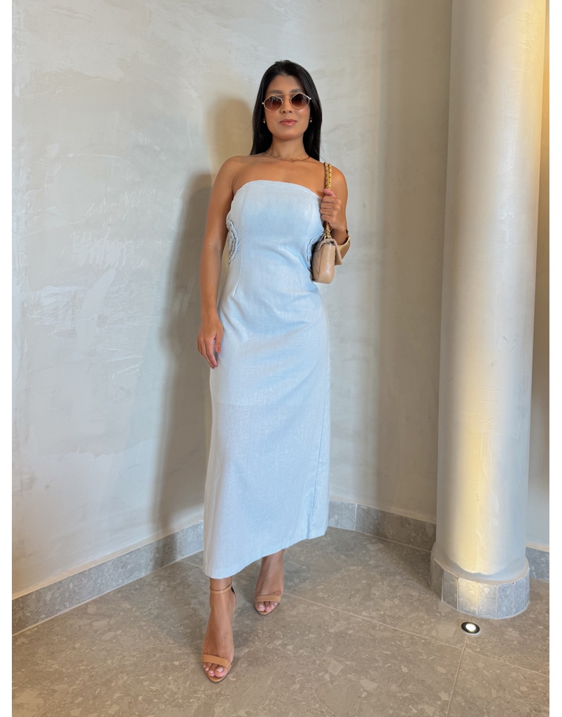 Vestido Linho Milão Azul