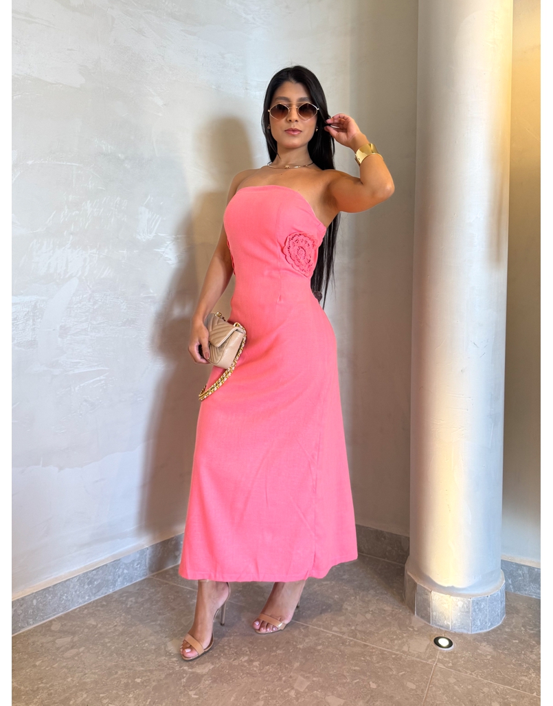 Vestido Linho Milão Rosa 