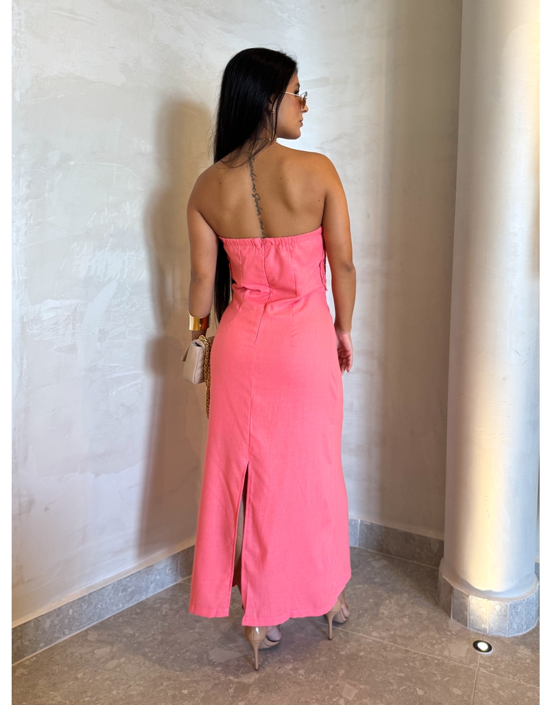 Vestido Linho Milão Rosa 