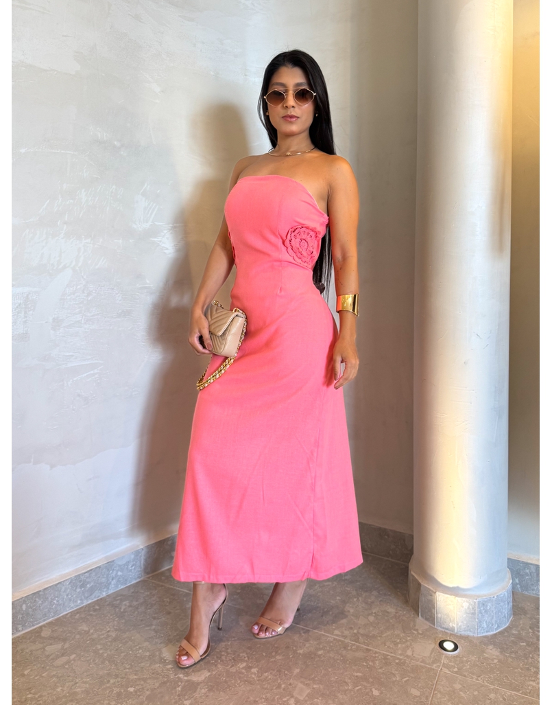 Vestido Linho Milão Rosa 