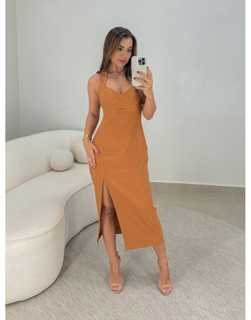 Vestido Midi Liliane Caramelo