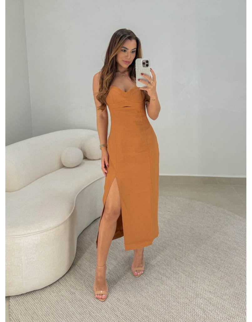 Vestido Midi Liliane Caramelo