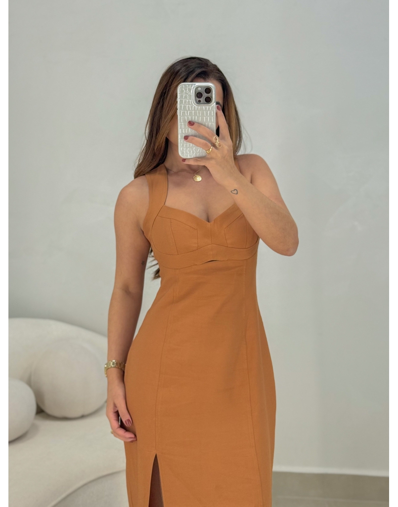 Vestido Midi Liliane Caramelo